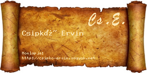 Csipkó Ervin névjegykártya